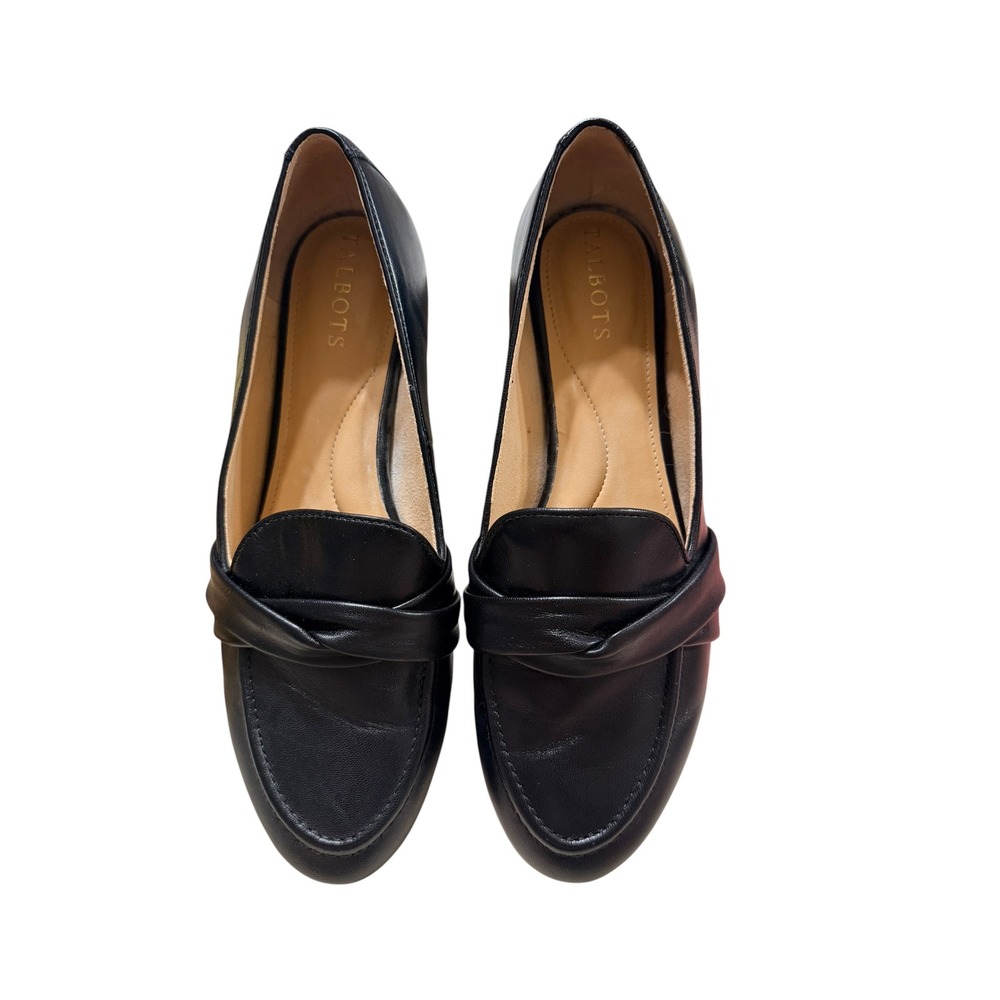 Talbots Black Leather Twisted Vamp Loafers Almond Toe Flats Womens Size 8M - Picture 3 of 5